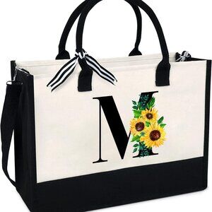 Sunflower Canvas Tote Bag 13oz Large Capacity Adjustable Strap Waterproof